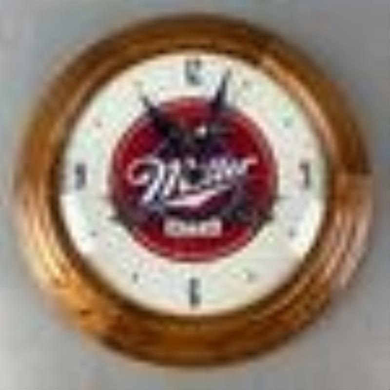 Miller Beer Oak Framed Advertising Clock