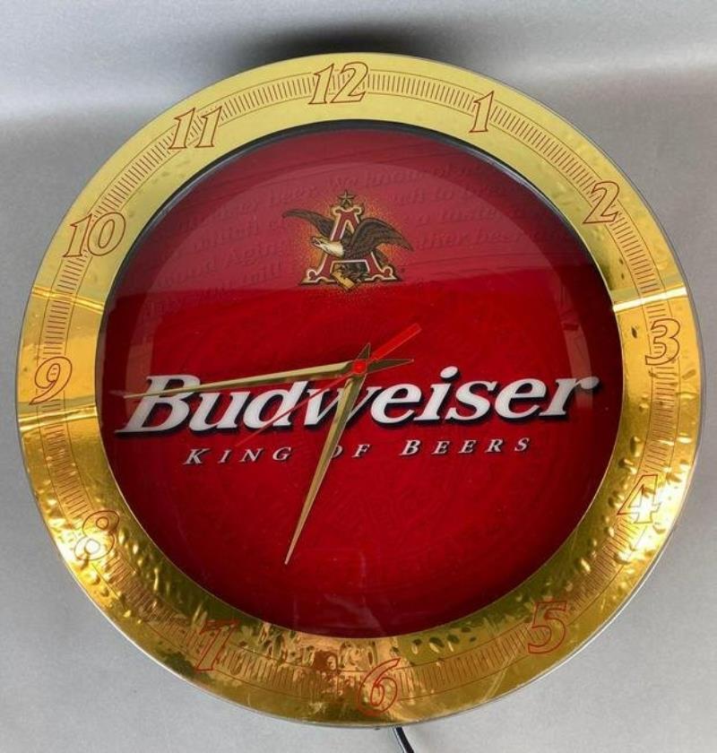 Budweiser Electric Analog Light Up Advertising Clock