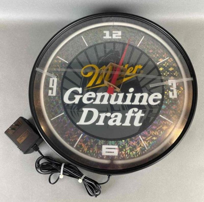 Miller Electric Analog Light Up Advertising Clock