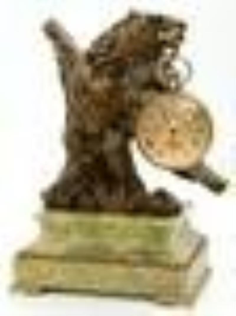 French Onyx & Bronze Eagle Moon Phase Ball Clock