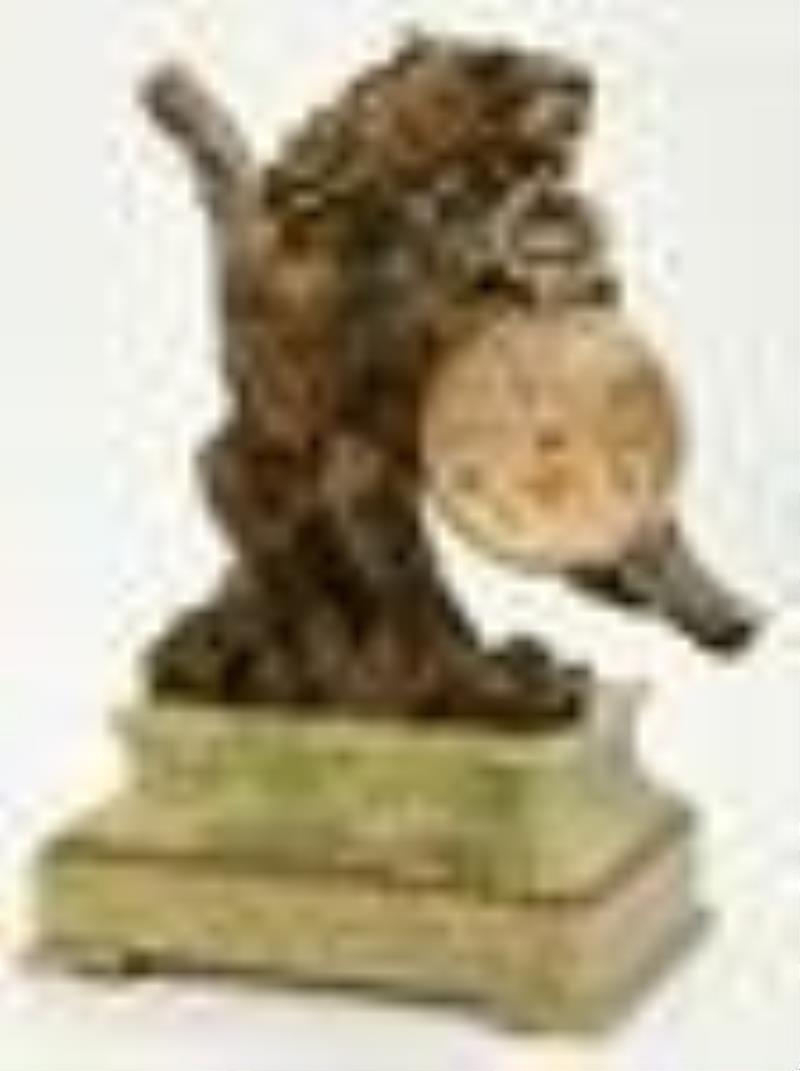 French Onyx & Bronze Eagle Moon Phase Ball Clock