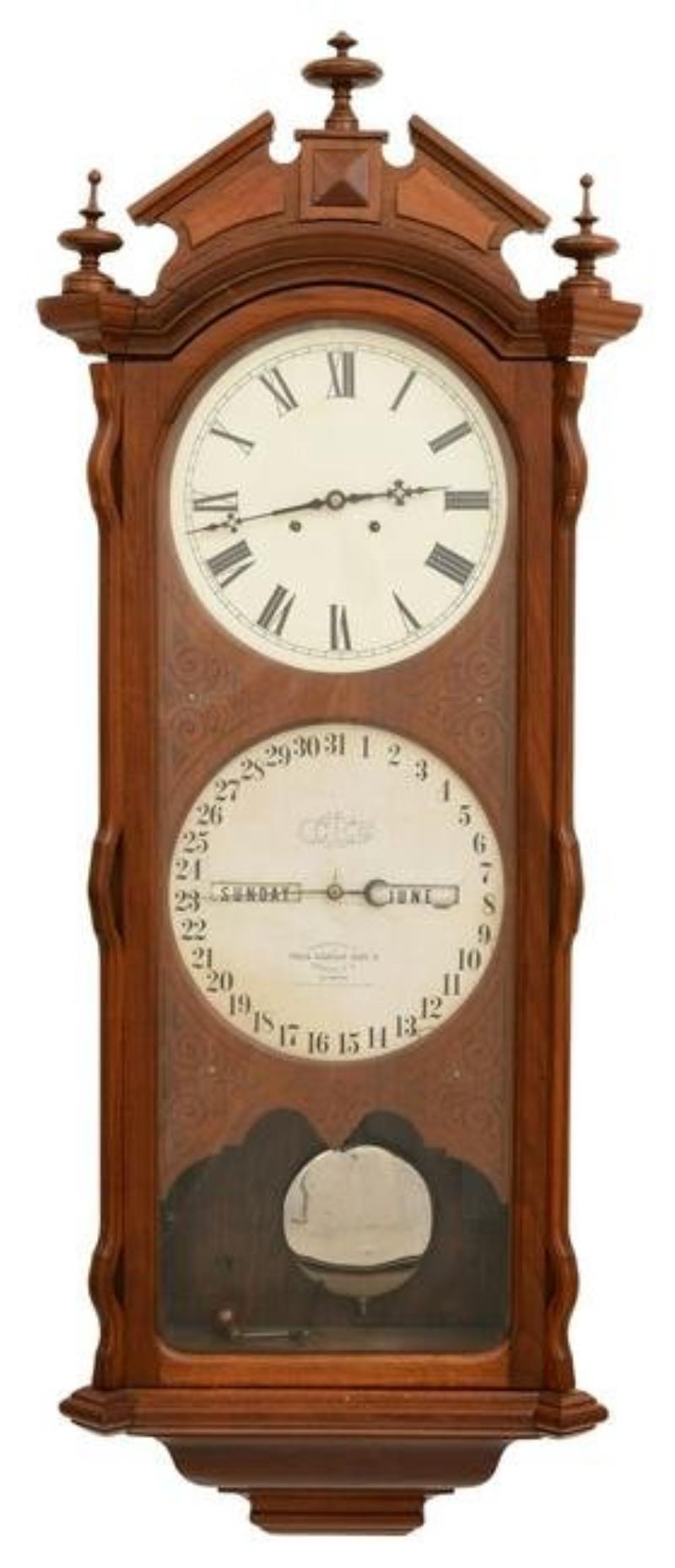 Ithaca ”Bank No. 2” Hanging Calendar Clock