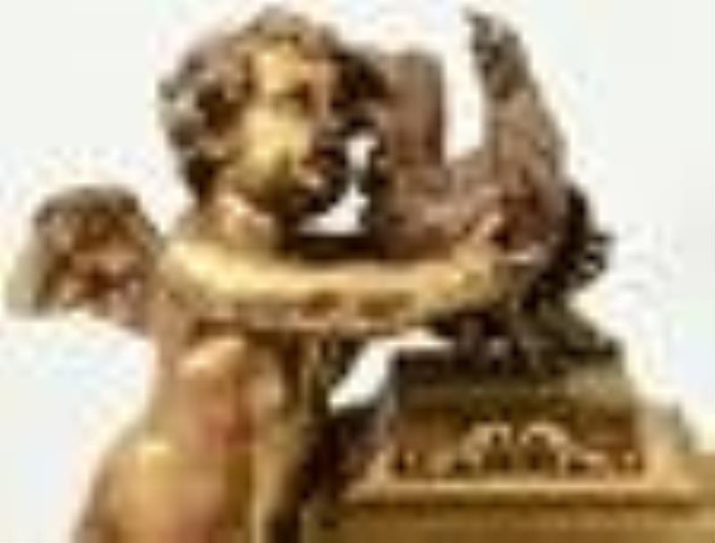 French Gilt Bronze Figural Three-Piece Clock Garniture