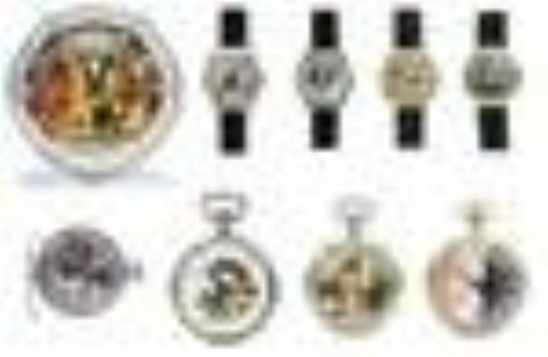 Group of Eight Erotic Watches & One Clock