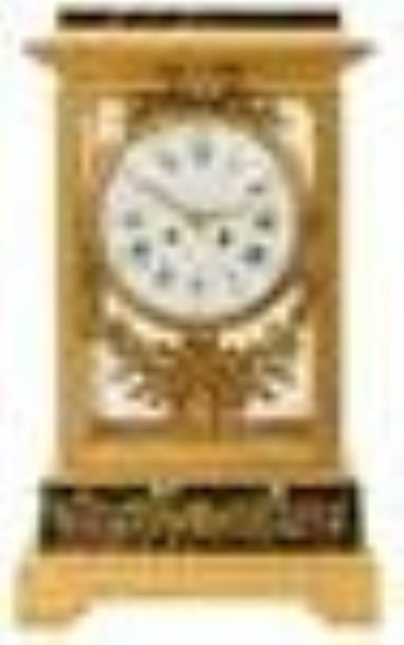 French Gilt Brass & Marble Crystal Regulator Clock