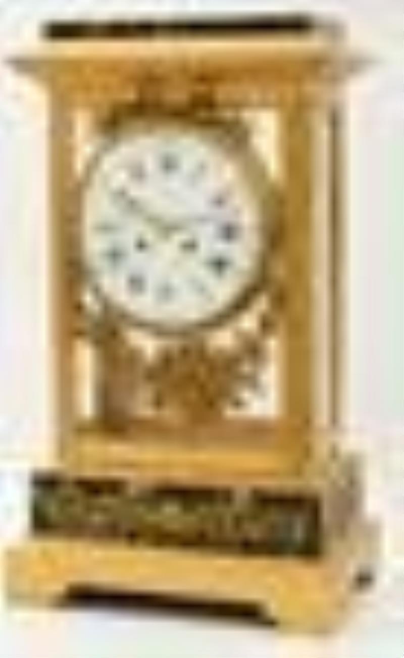 French Gilt Brass & Marble Crystal Regulator Clock