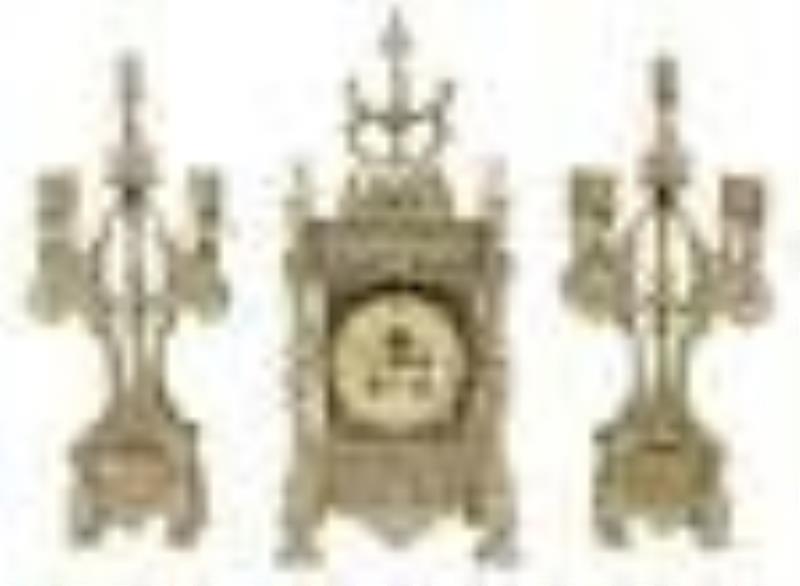 Ansonia Clock Co. \\\”Regent\\\” Three-Piece Clock Garniture