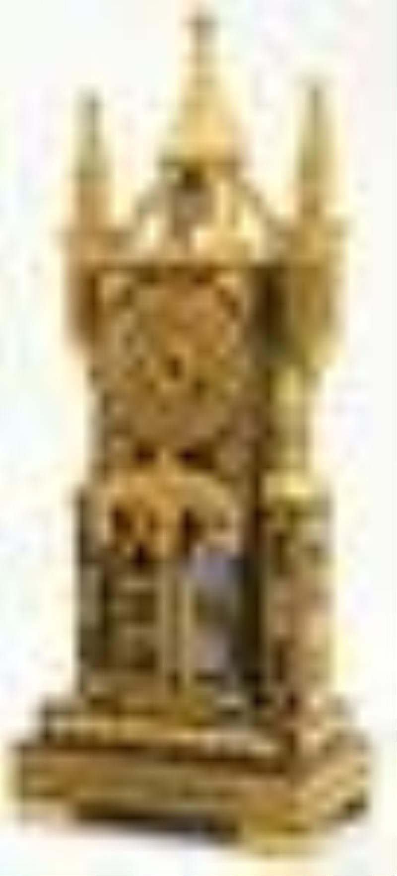 French Gothic Revival Bronze \\\”Cathedral\\\” Mantel Clock