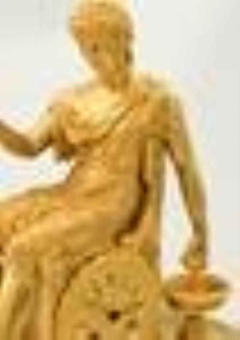 French Charles X Gilt Bronze Figural Mantel Clock
