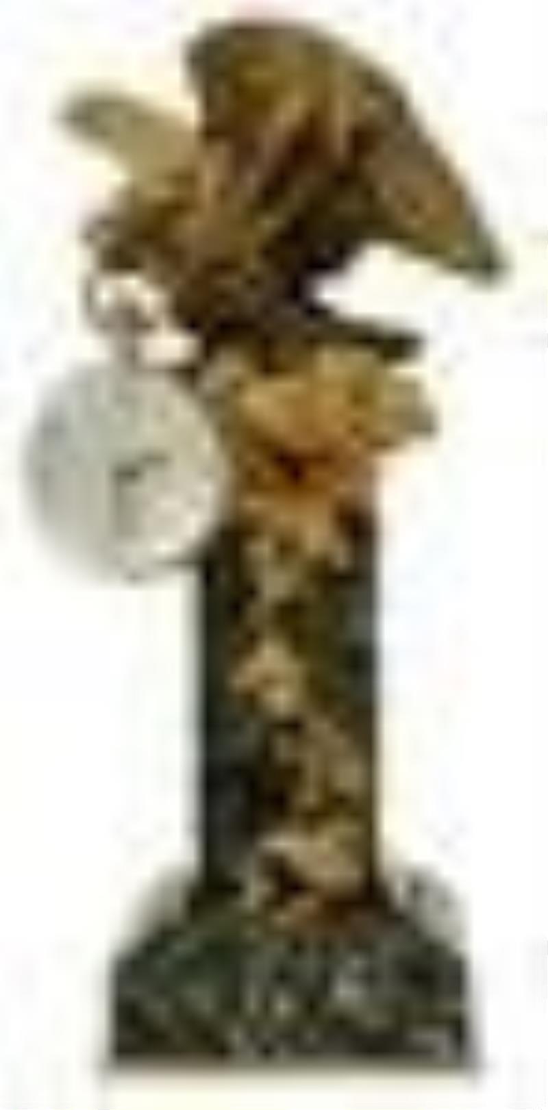French Bronze & Marble Glass Ball Clock with Eagle
