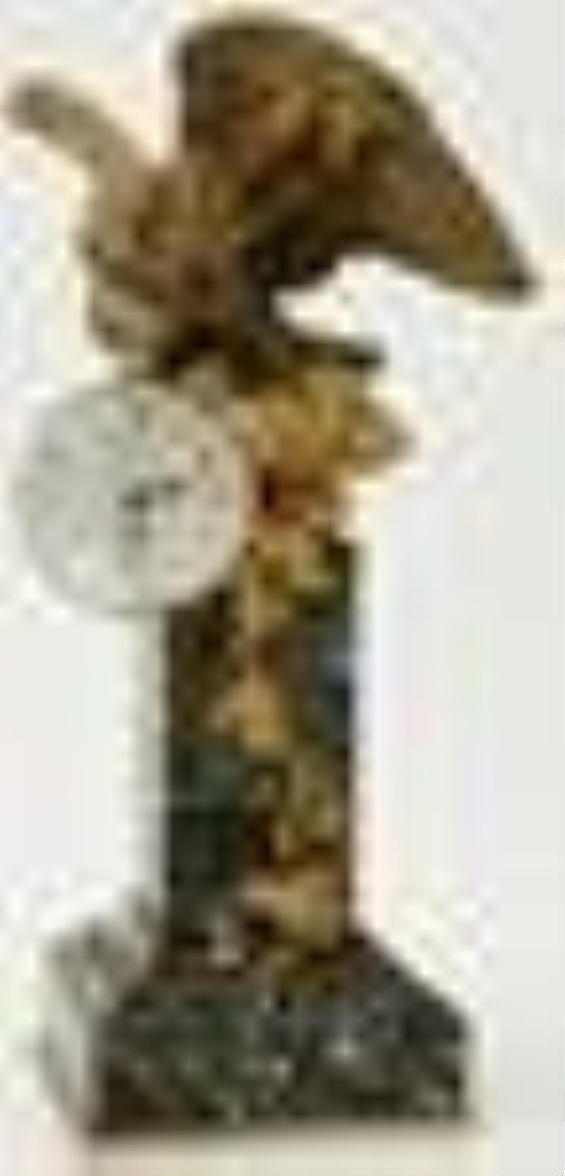 French Bronze & Marble Glass Ball Clock with Eagle
