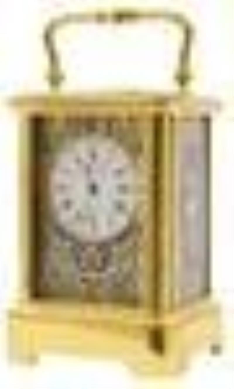 French Miniature Brass & CloisonnÃ© Carriage Clock