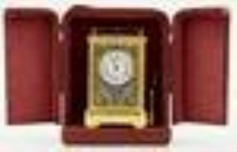 French Miniature Brass & CloisonnÃ© Carriage Clock