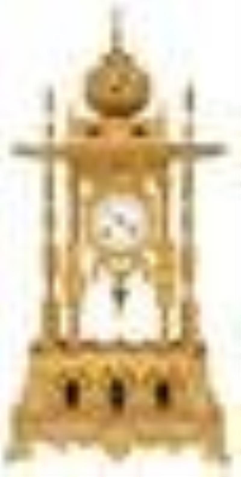 French Gilt Metal Portico Clock for the Ottoman Market