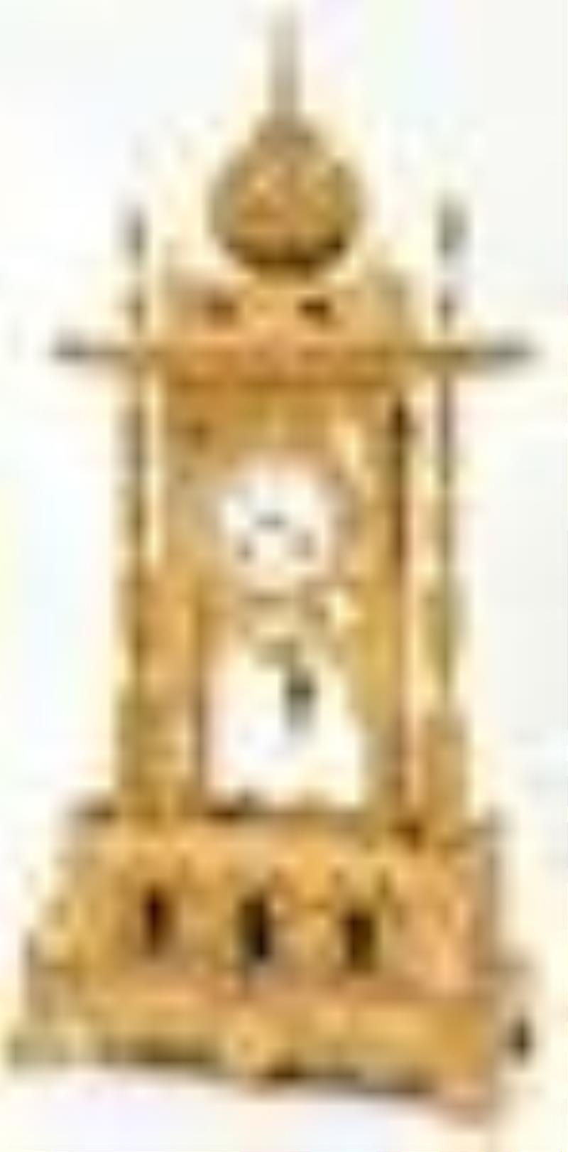 French Gilt Metal Portico Clock for the Ottoman Market