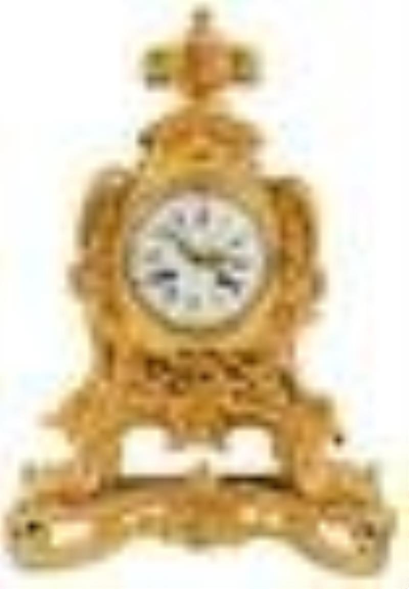 French Louis XV Style Gilt Bronze Mantel Clock