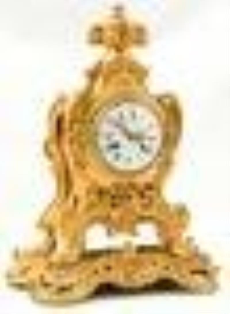 French Louis XV Style Gilt Bronze Mantel Clock