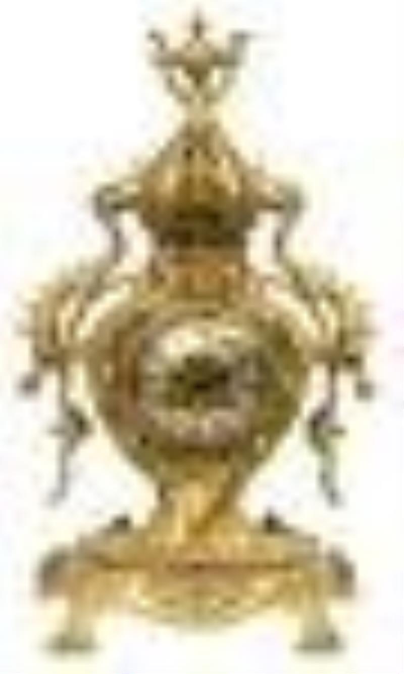 Tiffany & Co. Gilt Brass Mantel Clock