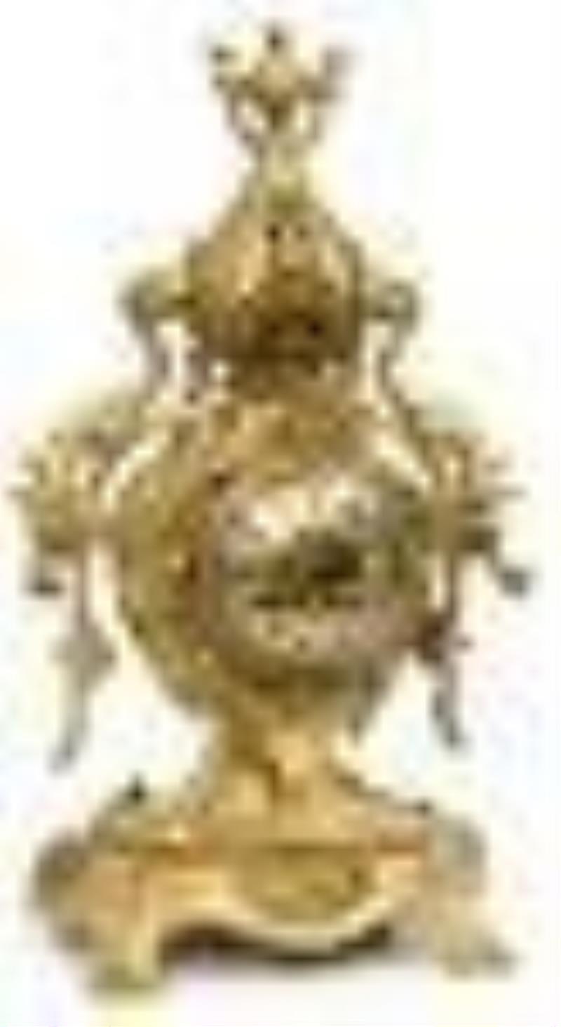 Tiffany & Co. Gilt Brass Mantel Clock