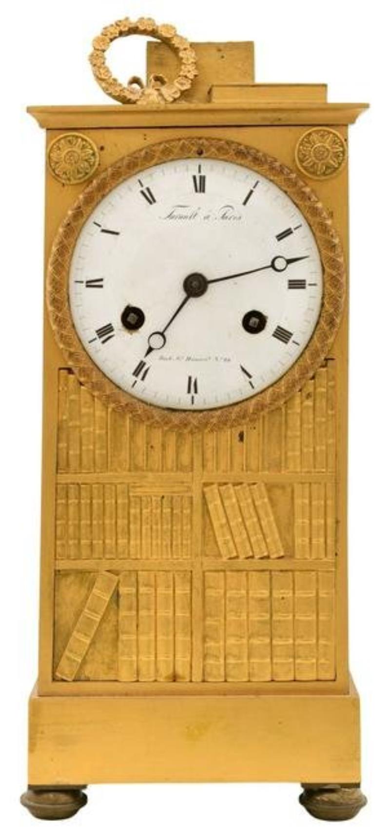 French Empire Gilt Bronze Silk Thread Mantel Clock