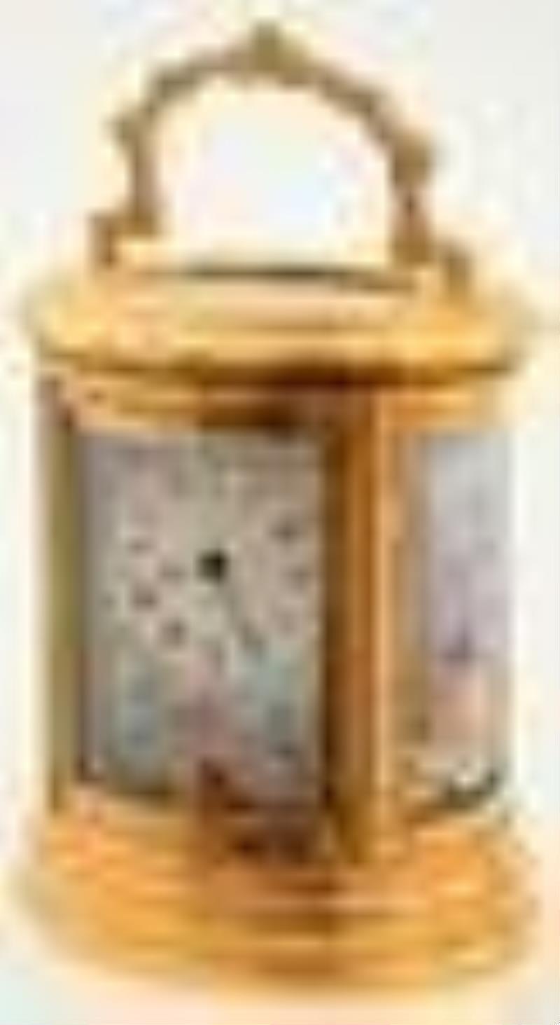 French Miniature Brass & Porcelain Carriage Clock