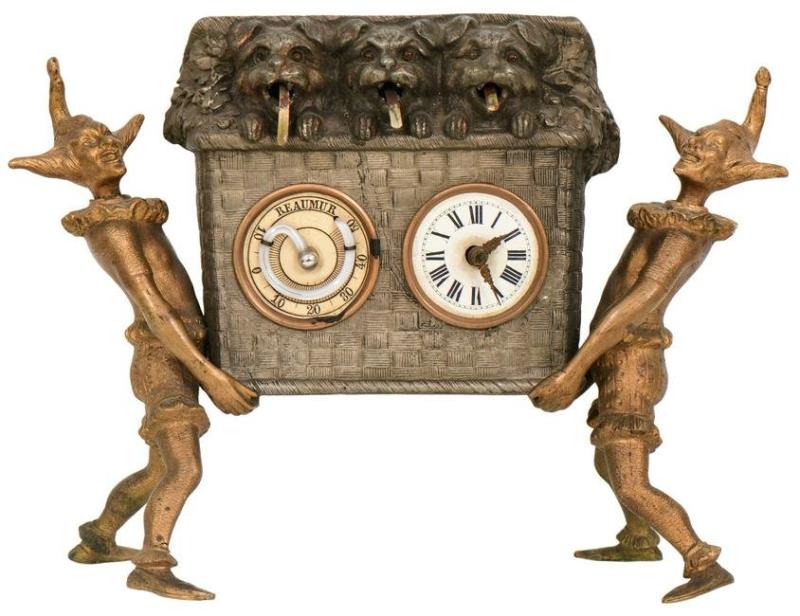 Mayer Dogs Wagging Tongues Jester Clock and Barometer