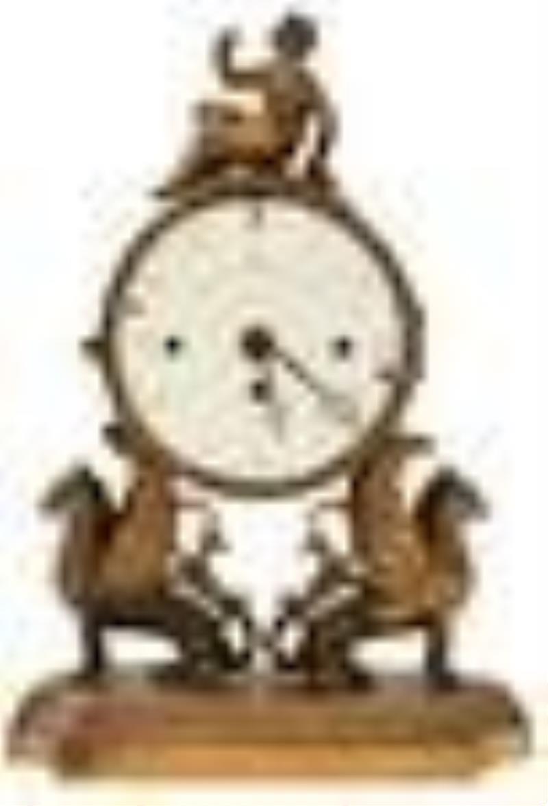 Austrian Gilt Metal Figural Sonnerie Chime Desk Clock