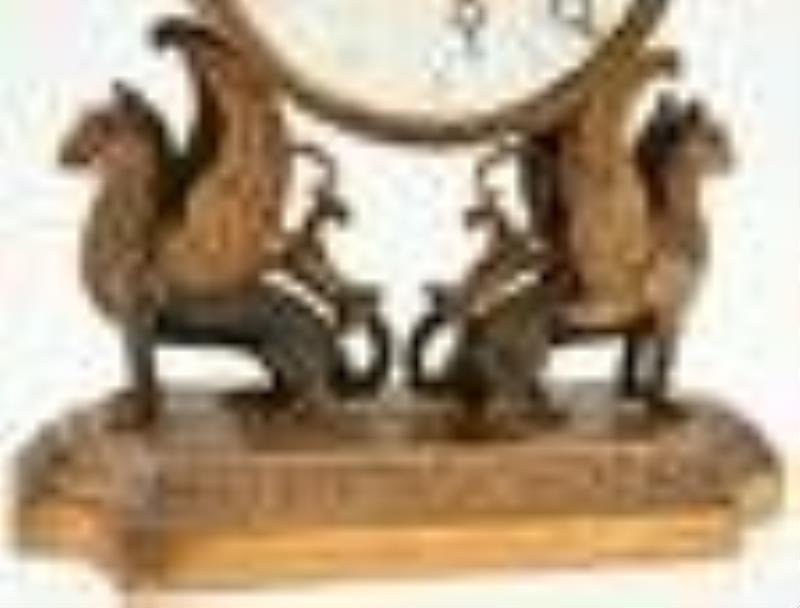 Austrian Gilt Metal Figural Sonnerie Chime Desk Clock