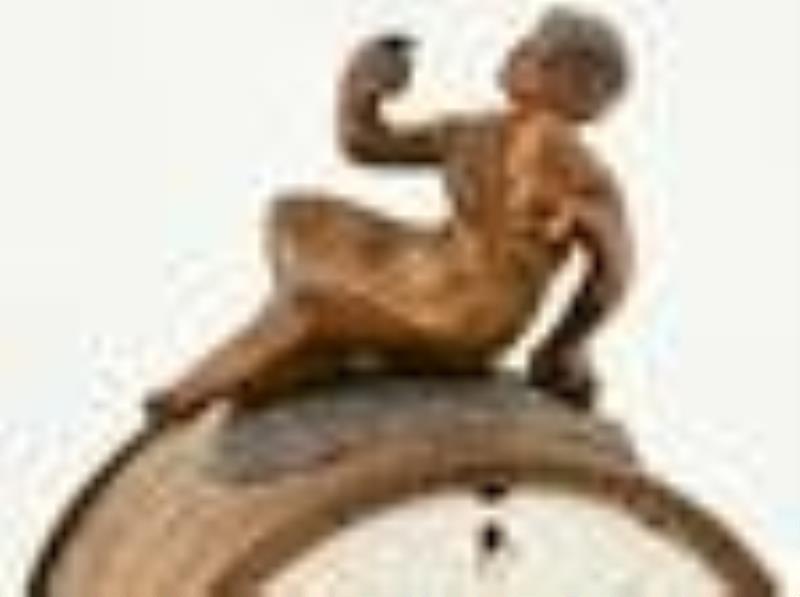 Austrian Gilt Metal Figural Sonnerie Chime Desk Clock