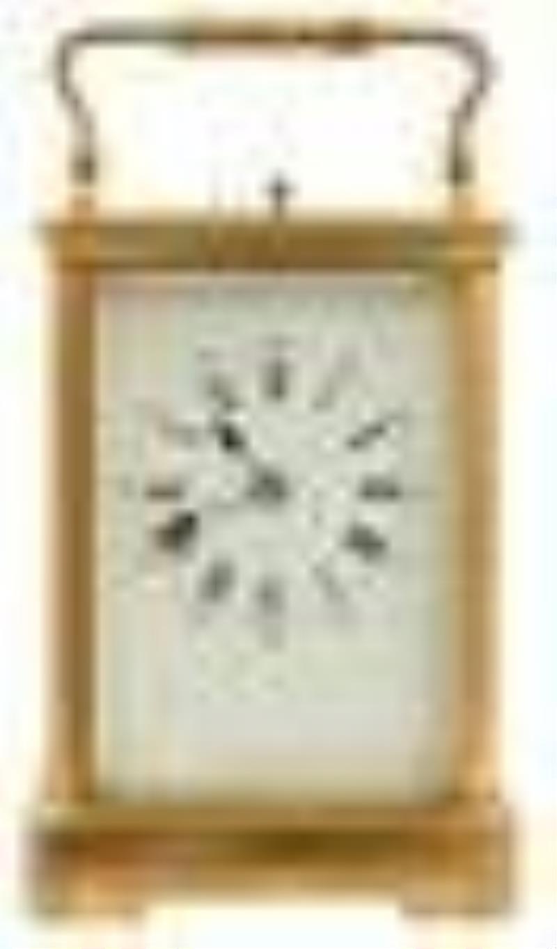 French Brass Repeater Carriage Clock with Leather Case