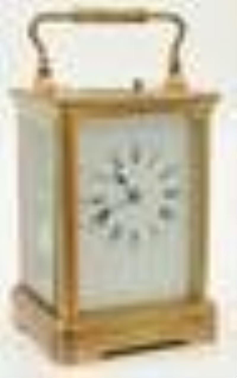 French Brass Repeater Carriage Clock with Leather Case