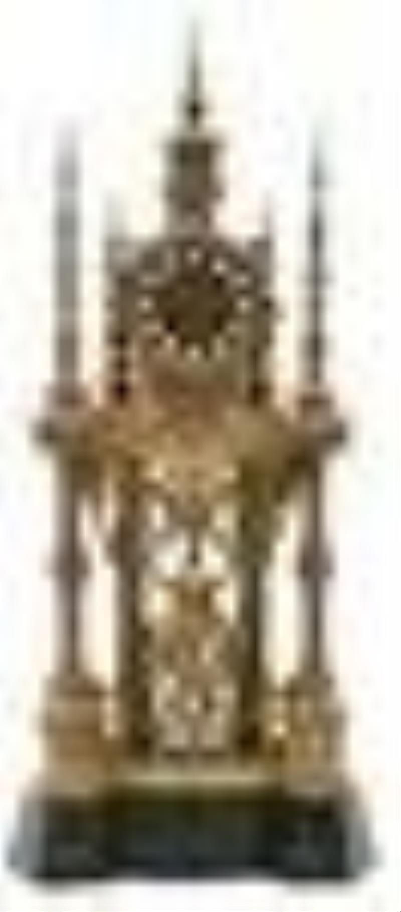 French Bronze & Marble Cathedral Clock