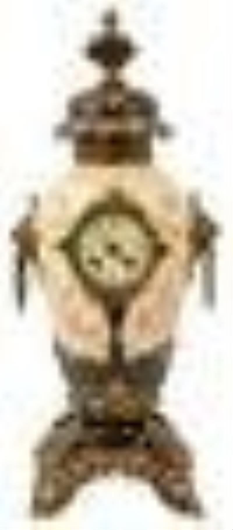 French Gilt Bronze Mounted Porcelain Urn-Form Clock