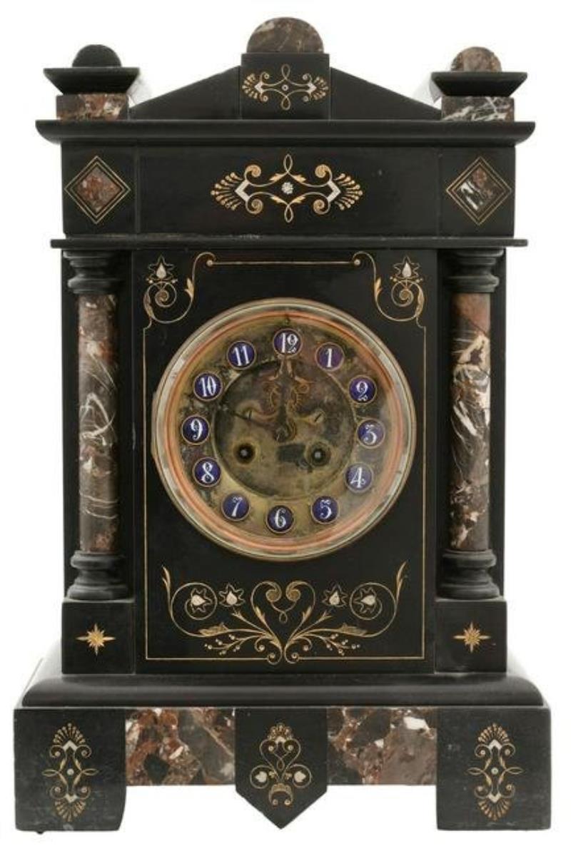 French Marble & Slate Mantel Clock