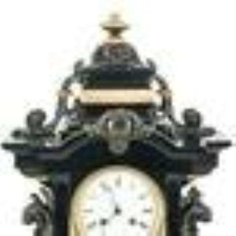 Japy Freres Bronze Mantle Clock With Marble Insets