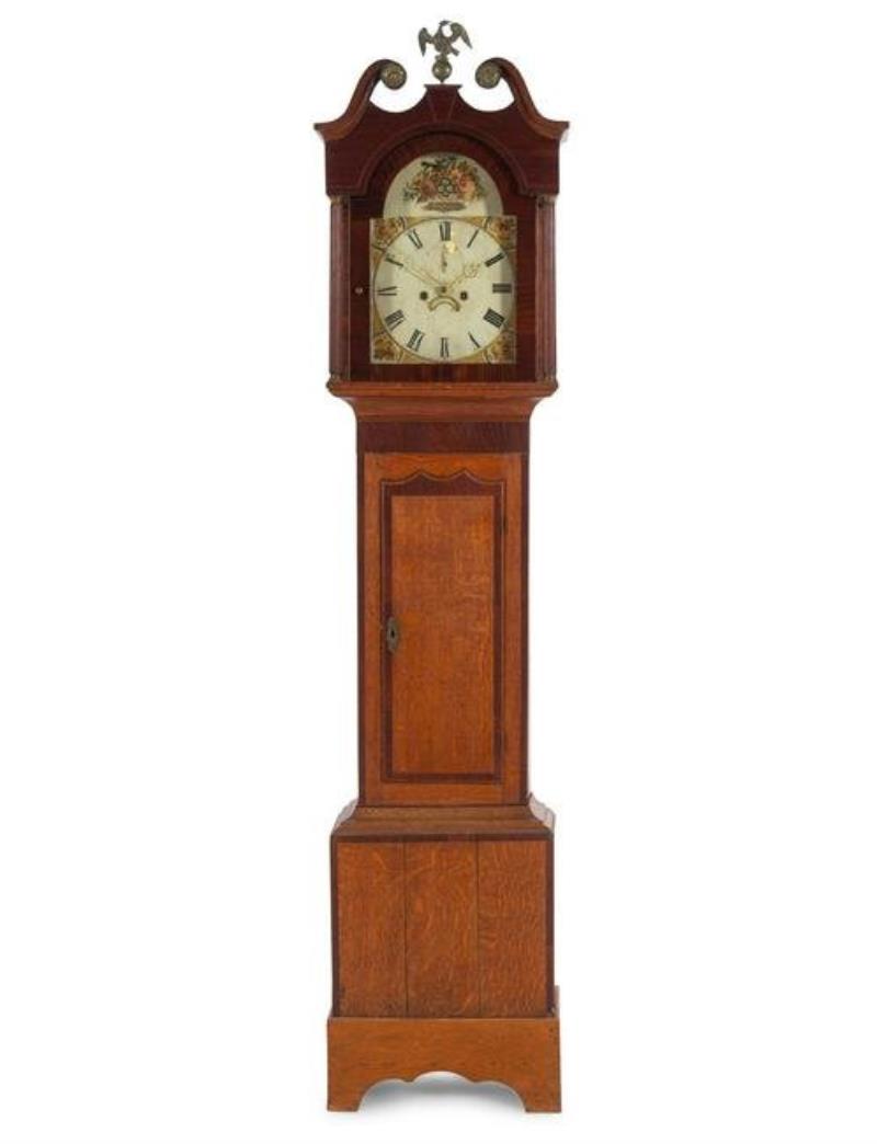 A Federal Oak and Mahogany Tall Case Clock