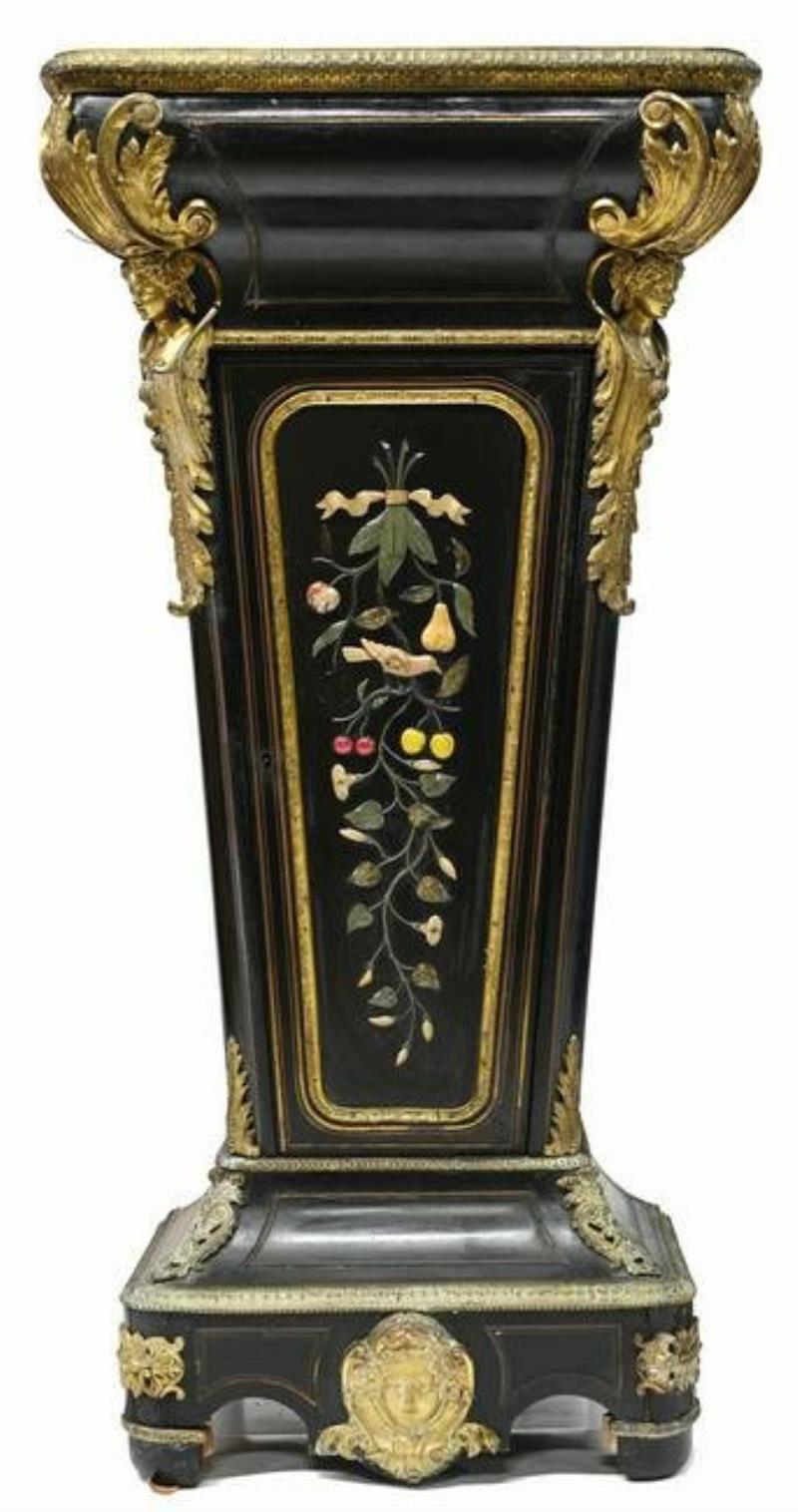 Ornate Antique (Clock) Pedestal with Gilt Bronze.