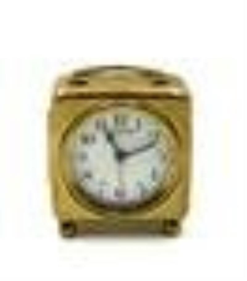 Vintage German Brass Art Deco Travel Clock