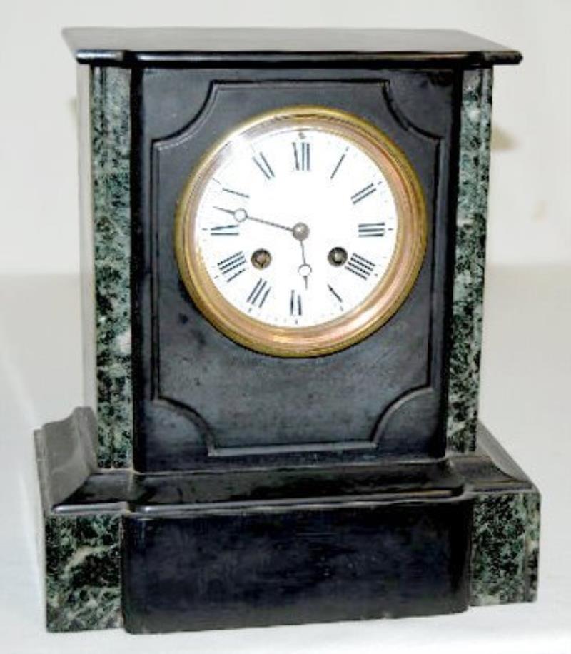 French Slate and Marble Mantel Clock