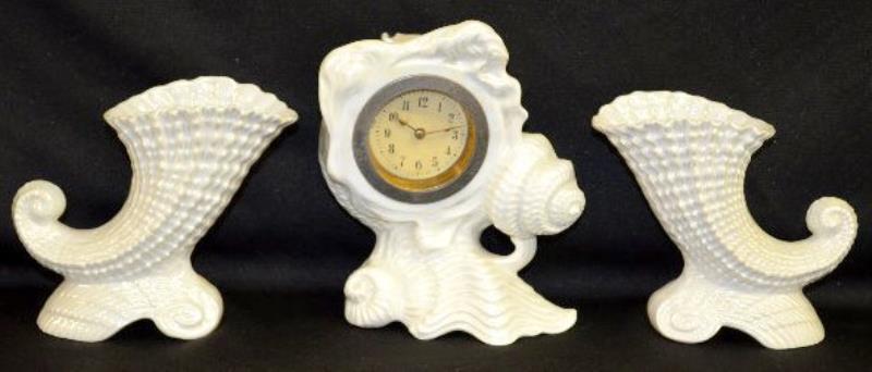 3 Piece Clock Set, Lustre Finish w/Shells