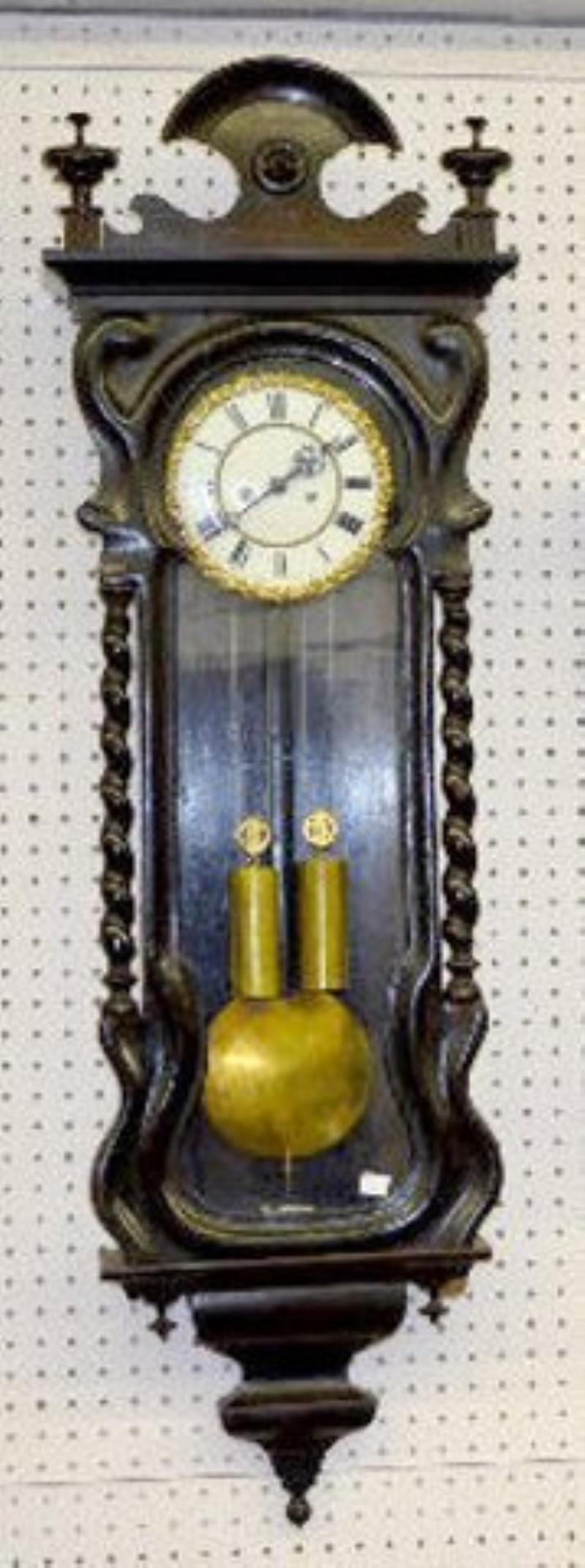 Ebonized 2 Wt. Serpentine Vienna Regulator Clock