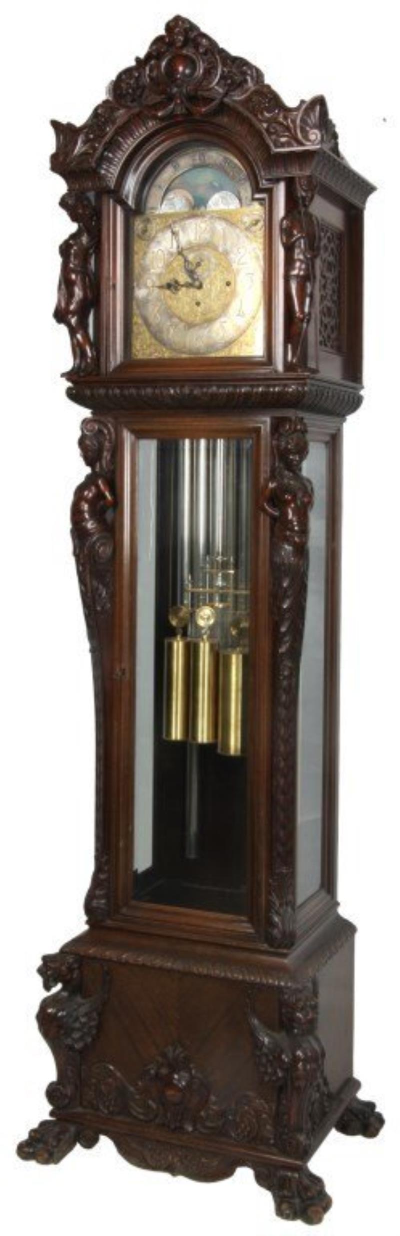 Figural 9 Tube Colonial Grandfather Clock