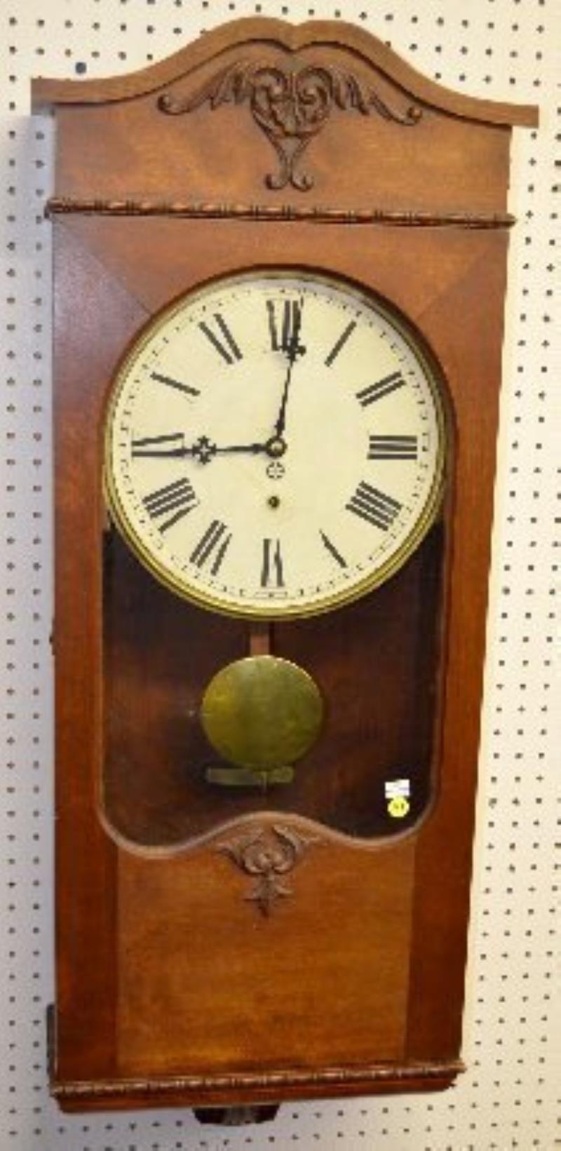 New Haven Mahogany Carved Wall Clock