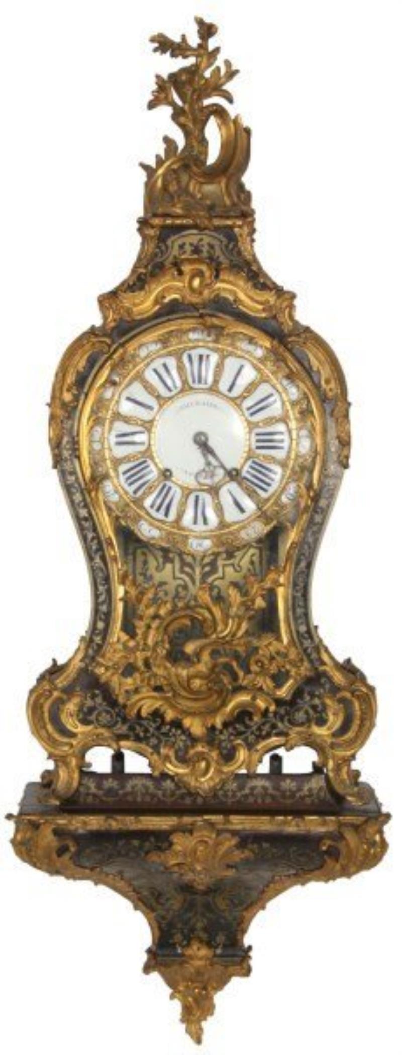 Thuillier Boulle & Brass Inlaid Bracket Clock