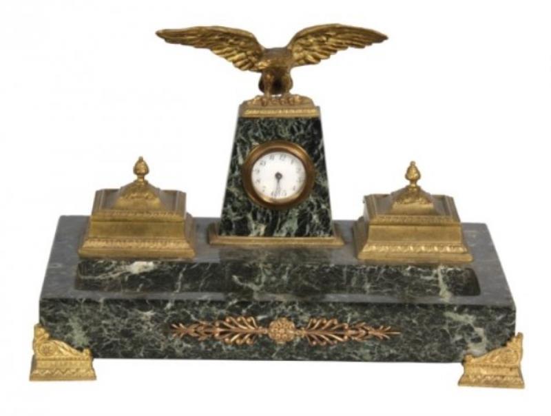 Marble & Bronze Desk Clock