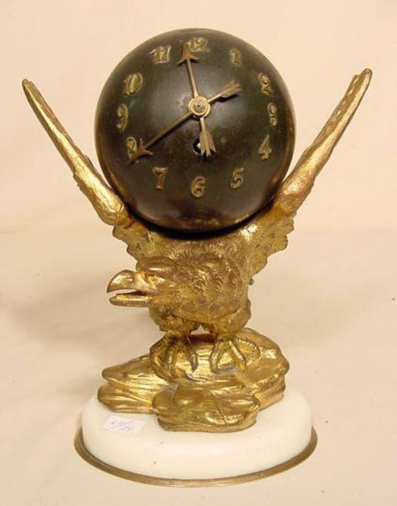 Bronze and Marble Eagle Clock