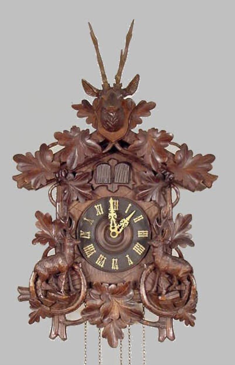 Black Forest Carved Cuckoo Clock W/ Deer