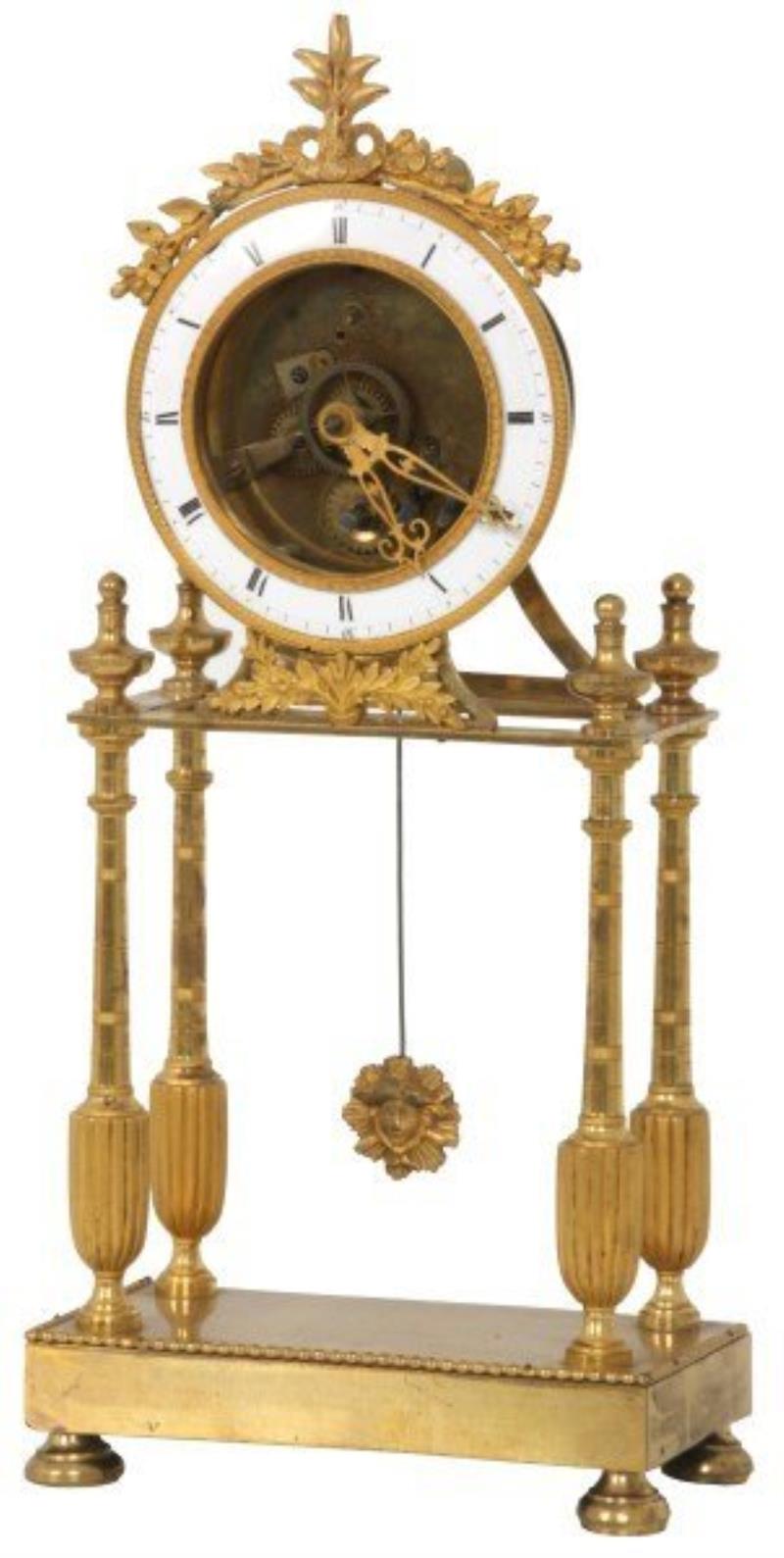 Gilt Bronze Silk Thread Skeleton Mantle Clock