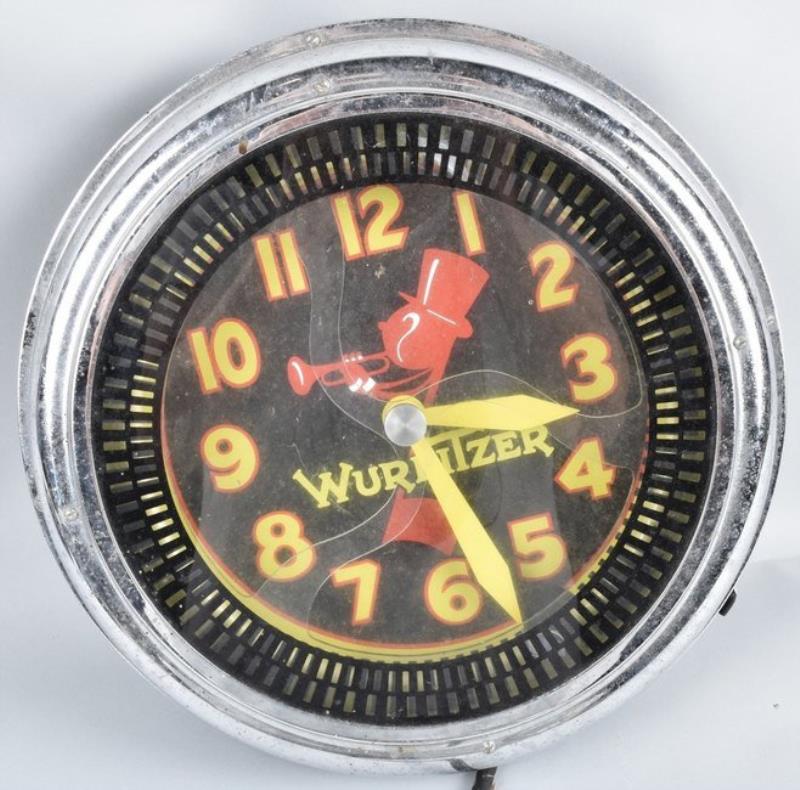 WURLITZER ADVERTISING LIGHT UP MOTION CLOCK