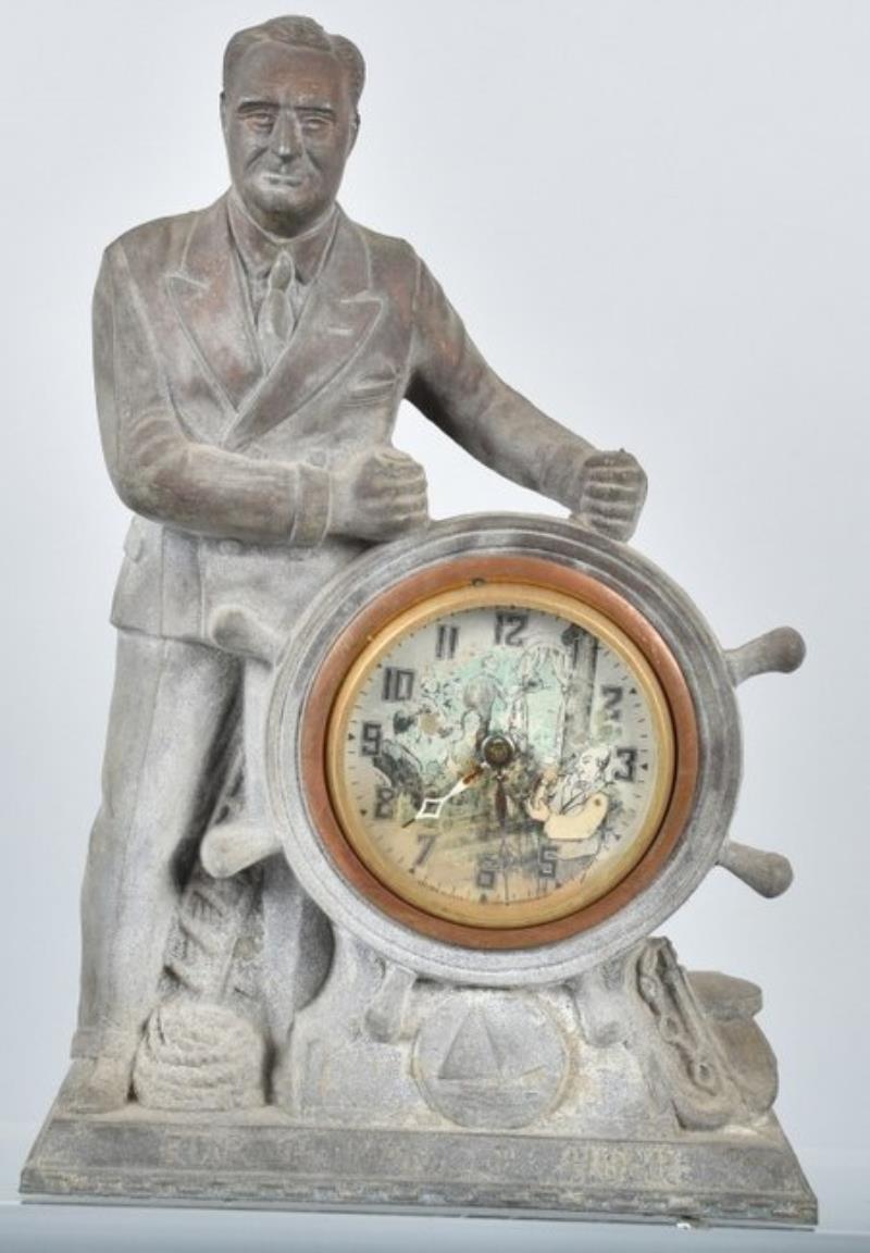 1940 FDR MAN OF THE HOUR SHELF CLOCK